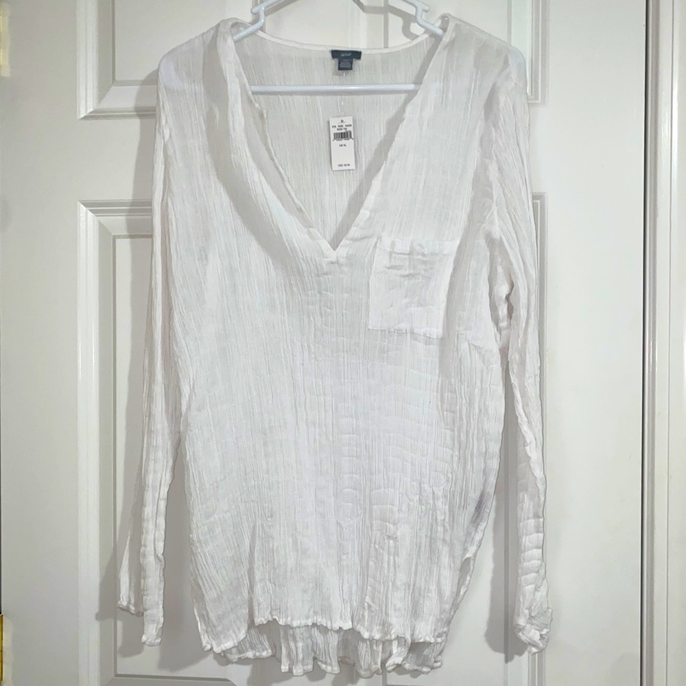 AERIE V NECK SHEER LONG SLEEVE